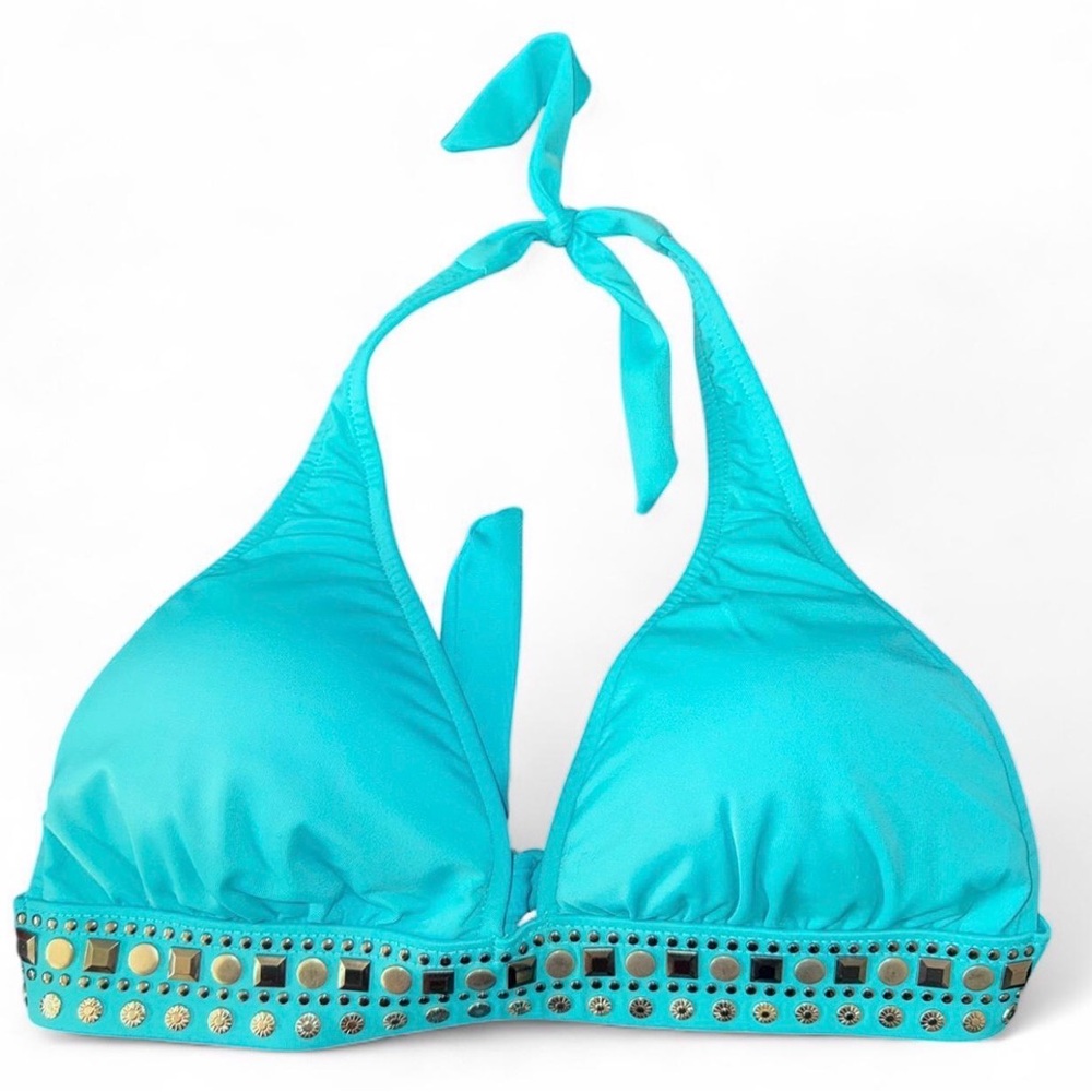 VENUS Turquoise Studded Halter Bikini Top